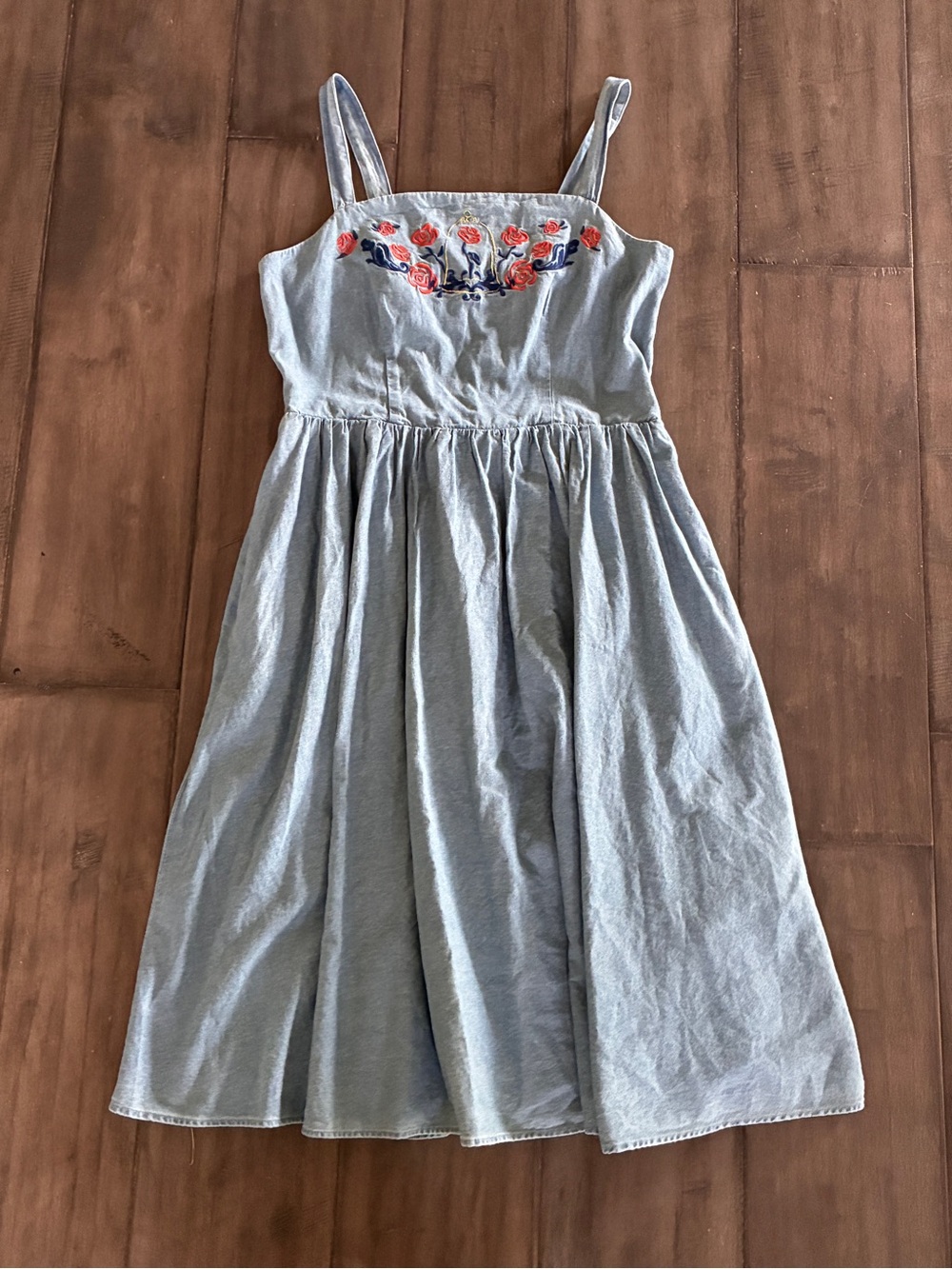 Disney Belle Beauty and The Beast Enchanted Rose Denim Sundress- Size Large - Picture 10 of 16